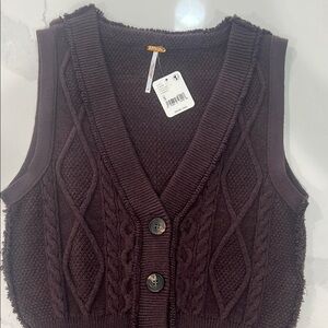Brown Cable Knit Sweater Vest free people